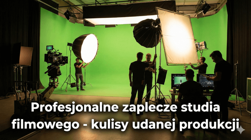 wnętrze profesjonalnego studia filmowego z reżyserką i monitorami podglądowymi